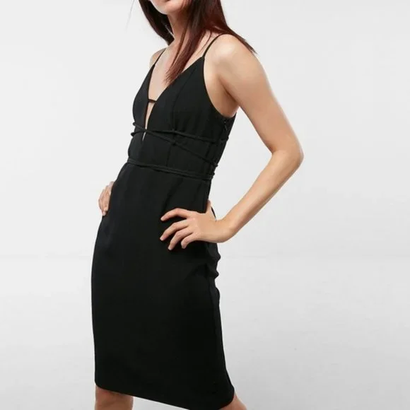 Express | Dresses | Laceup Back Mini Sheath Cocktail Dress Tie Black Size 0 